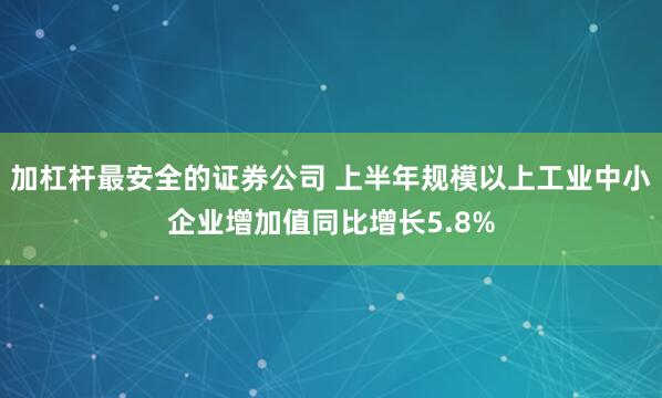 加杠杆最安全的证券公司 上半年规模以上工业中小企业增加值同比增长5.8%